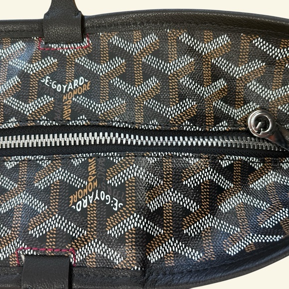 Artois PM Tote Bag - Black Leather Trim with Black, and Brown - Size Med - Picture 7 of 9